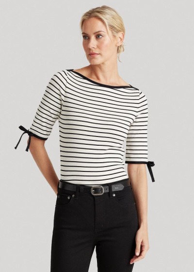 Ralph Lauren Striped Cotton-Blend Top Dame Danmark (AWGFB0473)